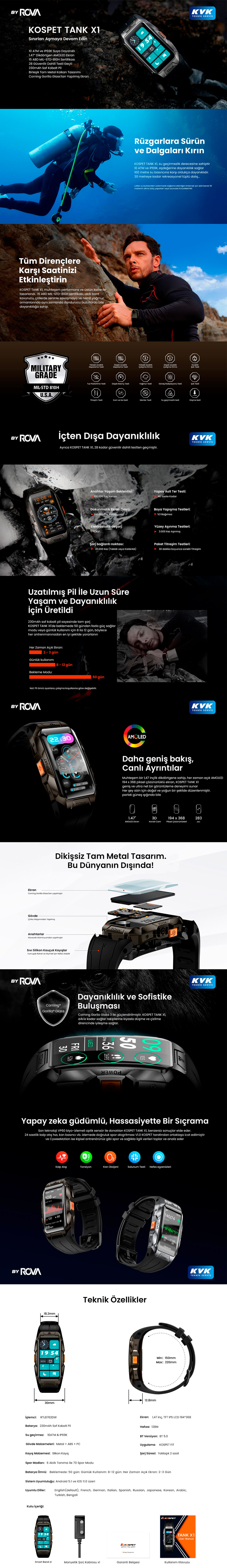 Kospet Tank X1 Smart Watch - Gri